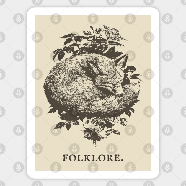 Sleeping Fox in a Thicket Fairytale Illustration Sticker by TuncGK